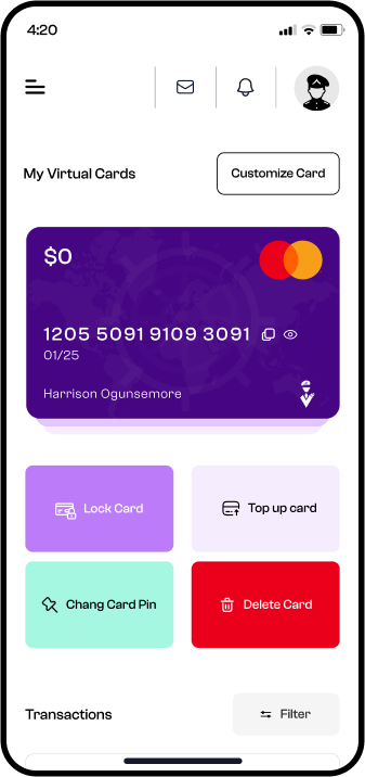 Customize Virtual Card